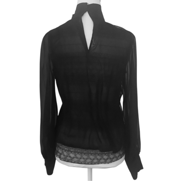 Black Long Sleeve Crew Neck Blouse xtra small - Picture 2 of 8